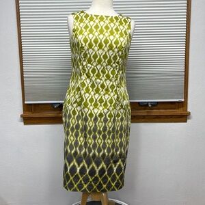 Tribal Green Gray Patterned Sleeveless Dress Size 4